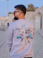 سویشرت مردانه طرح گل طوسی - Image 3