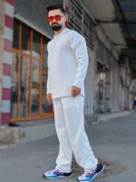 ست بلوز  شلوار زمستانه رنگ سفید - Image 4