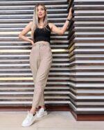 شلوار کتان مام فیت