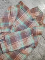 شومیز پیراهنی چهارخونه (رنگ سبز نارنجی)