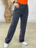 شلوار جین نیم بگ ذغالی