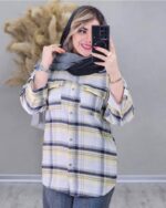 شومیز پیراهنی چهارخونه (رنگ سبز نارنجی) - Image 2