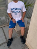 ست تیشرت و شلوارک NBA سفید آبی - Image 3